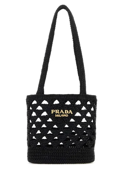 Prada Straw Handbag In Neroc