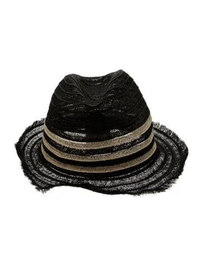 Pre-owned Prada Straw Hat In Black