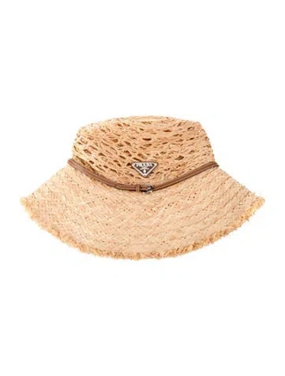 Pre-owned Prada Straw Hat In Neutral