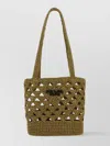 Prada Straw Knit Double Handle Shoulder Bag