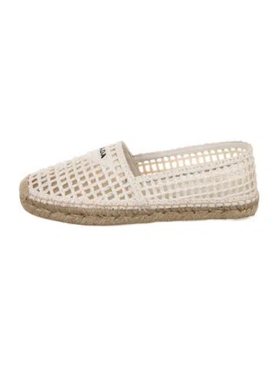 Pre-owned Prada Straw Lace Pattern Espadrilles In Neutrals