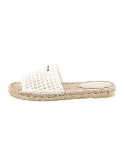 Pre-owned Prada Straw Mesh Accents Espadrilles In Neutral