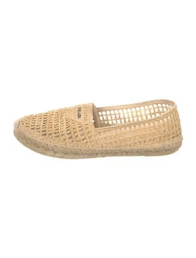Pre-owned Prada Straw Mesh Accents Espadrilles In Neutral