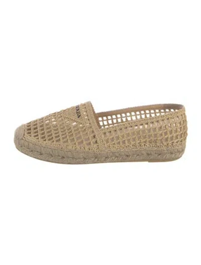 Pre-owned Prada Straw Mesh Accents Espadrilles In Neutrals