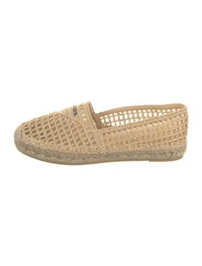 Pre-owned Prada Straw Patterned Espadrilles In Neutrals