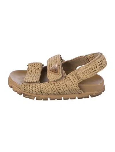 Pre-owned Prada Straw Sandals In Neutrals