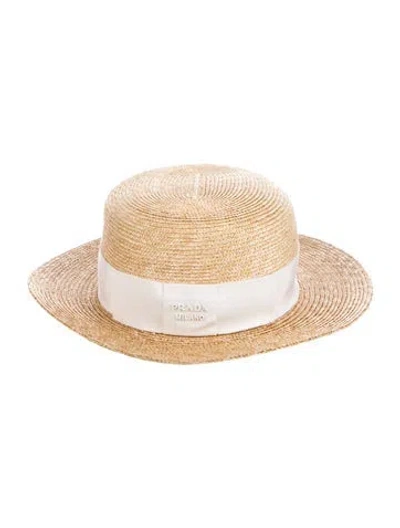 Pre-owned Prada Straw Sun Hat. In Neutral
