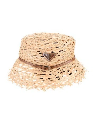 Pre-owned Prada Straw Sun Hat In Neutral