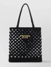 PRADA STRAW TOTE BAG WITH KNIT DESIGN AND SHOULDER STRAPS