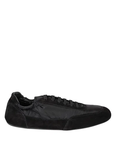 Prada Streamlined Sneakers With Suede In Black