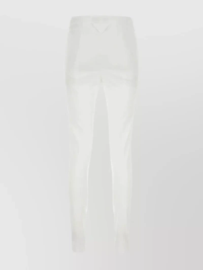 Prada Streamlined Stretch Poplin Trousers With Back Pocket Detail In Grey