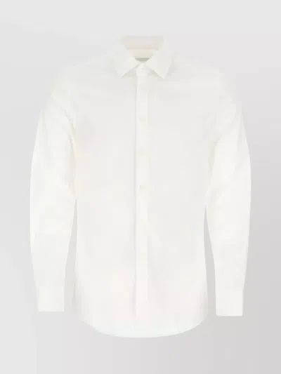 Prada Stretch Cotton Blend Shirts In White