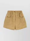 Prada Stretch Cotton Blend Shorts With Button Detail