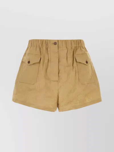 PRADA STRETCH COTTON BLEND SHORTS WITH BUTTON DETAIL