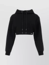 PRADA STRETCH COTTON BLEND SWEATER WITH CROPPED LENGTH AND HOOD