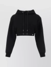 Prada Stretch Cotton Blend Sweater With Cropped Length And Hood