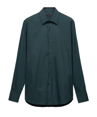 Prada Stretch Cotton Shirt In Green