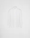 Prada Double-breasted Stretch Poplin Shirt In White