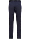 Prada Drill Chino Pant With Belt Loops And Back Pockets In Blue