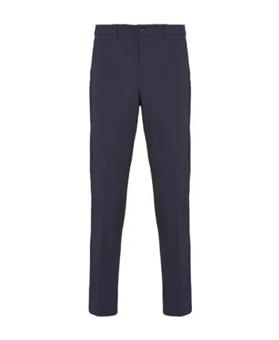Prada Stretch Fabric Straight Casual Pants In Blue