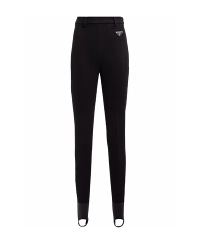 Prada Stretch Flannel Pants In Black
