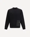 Prada Stretch Viscose-polyamide T-shirt Sweatshirt With External Pocket And Calf Leather Detail In Black