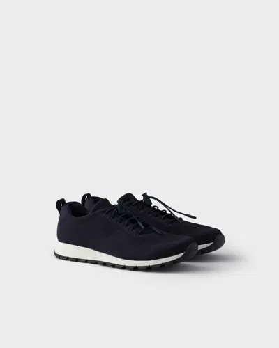 Prada Stretch Knit Sneakers In Black