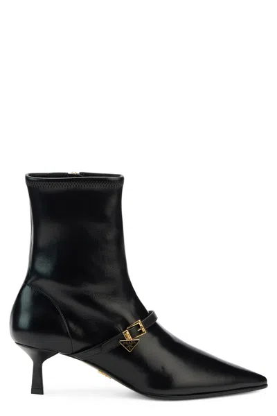 Prada Stretch Napa Ankle Boots In Black