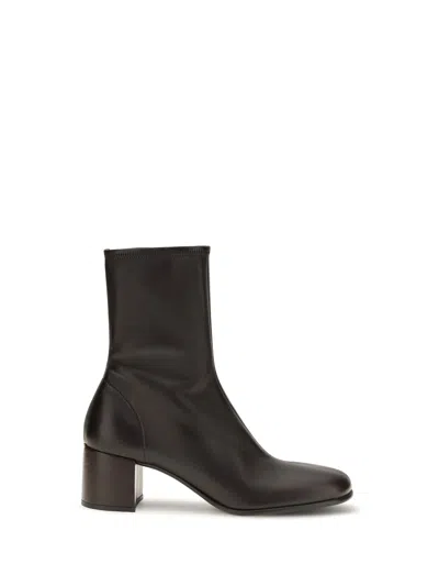 Prada Stretch Nappa Leather Ankle Boots In Black