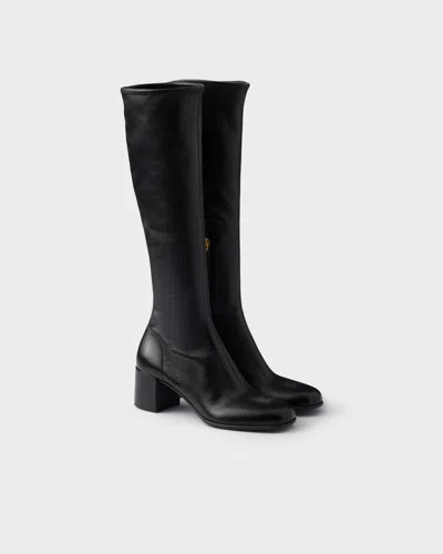 Prada Stretch Nappa Leather Boots In Black