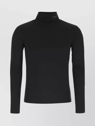 Prada Stretch Nylon Turtleneck Long Sleeves Top In Black