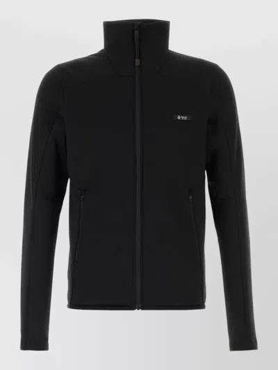 Prada Stretch Pile Sweatshirt High Collar Pockets In Black