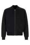 Prada Stretch Polyester Bomber Jacket Front Pockets In Black