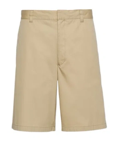 Prada Stretch Poplin Bermuda Shorts In Brown