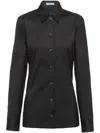 Prada Fitted Stretch Poplin Shirt With Long Sleeves In Black
