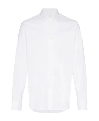 Prada Stretch Poplin Long-sleeve Shirt In White