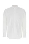 Prada Double-breasted Stretch Poplin Shirt In White