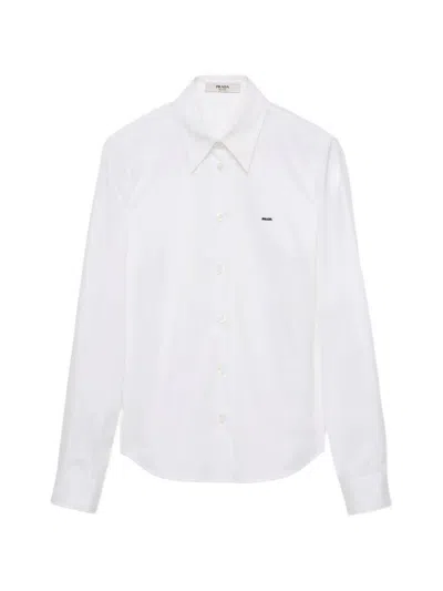 Prada Stretch Poplin Shirt In White
