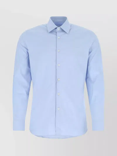 Prada Stretch Poplin Shirt In Blue