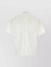 PRADA STRETCH POPLIN SHIRT WITH SHORT SLEEVES AND POINT COLLAR