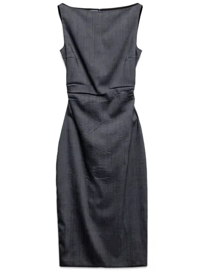 Prada Stretch Ruched Dress In Slate Gray
