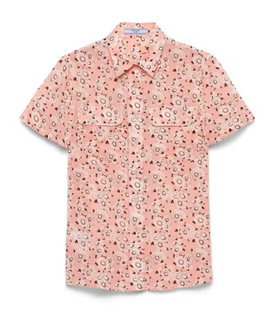Prada Stretch-silk Georgette Floral Shirt In Pink