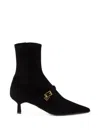 Prada Stretch Suede Booties In Black