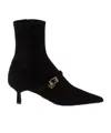 Prada Pointed Toe Kitten Heel Ankle Strap Pump In Black