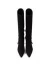 Prada Stretch Suede Boots In Black