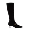 Prada Stretch Knee High Boot In Black