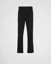 Prada Mens Black Logo-embellished Stretch-woven Trousers In Black