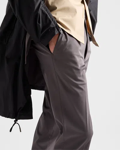 Prada Stretch Technical Fabric Pants In Gray