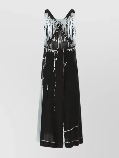 Prada Stretch Viscose Dress Abstract Print In Black