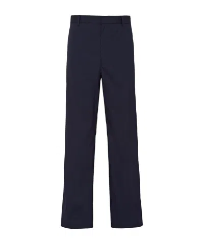 Prada Stretch Waist-loop Casual Pants In Blue